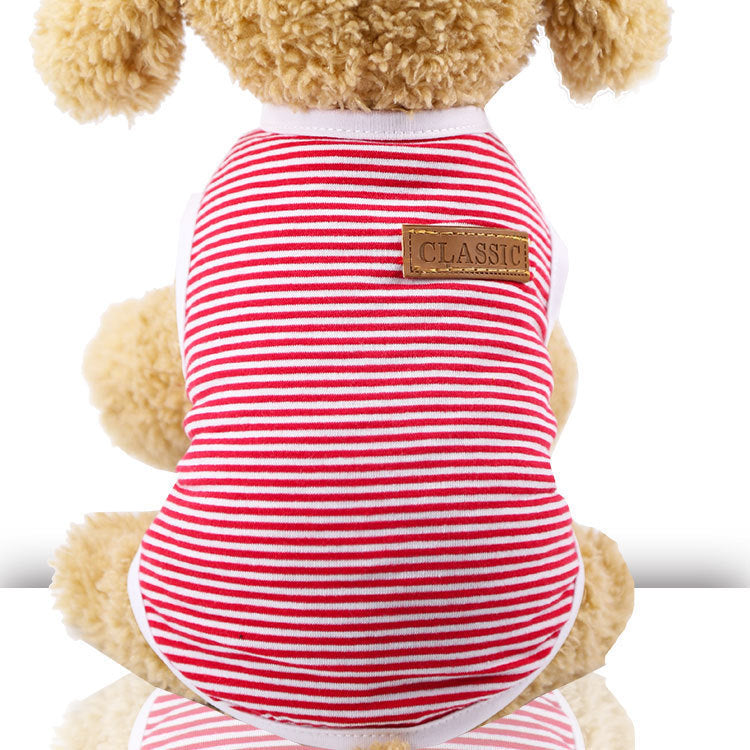 Camiseta a rayas sin mangas para mascotas