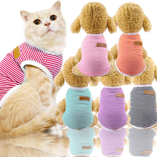 Camiseta a rayas sin mangas para mascotas