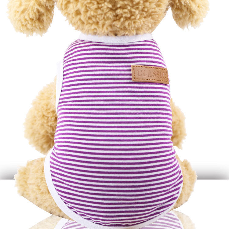 Camiseta a rayas sin mangas para mascotas