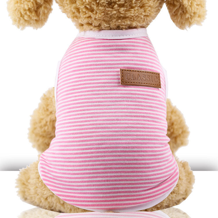Camiseta a rayas sin mangas para mascotas