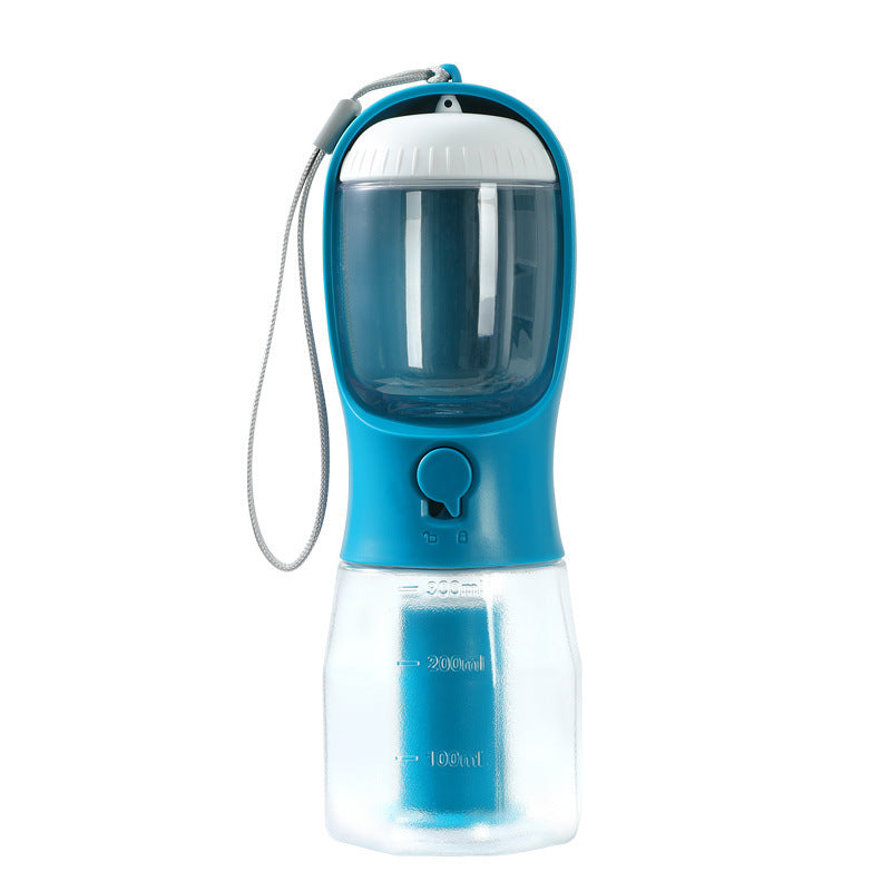 Dispensador portátil  para perros, bebida, comida, bolsa de basura, tres en uno.