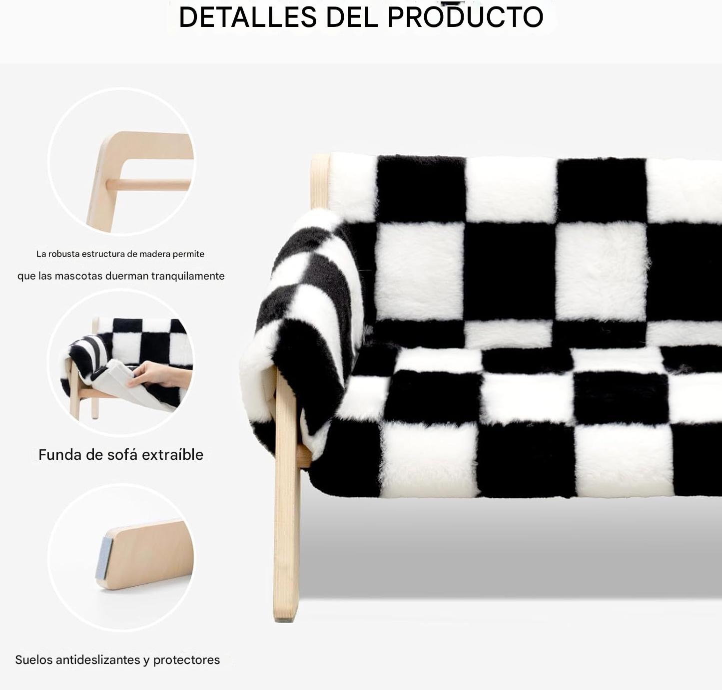 Cama cuadriculada para mascotas