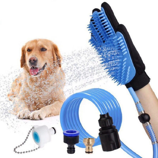 Guante con manguera para bañar mascotas