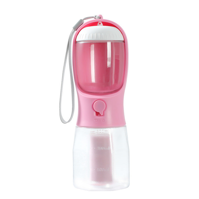 Dispensador portátil  para perros, bebida, comida, bolsa de basura, tres en uno.